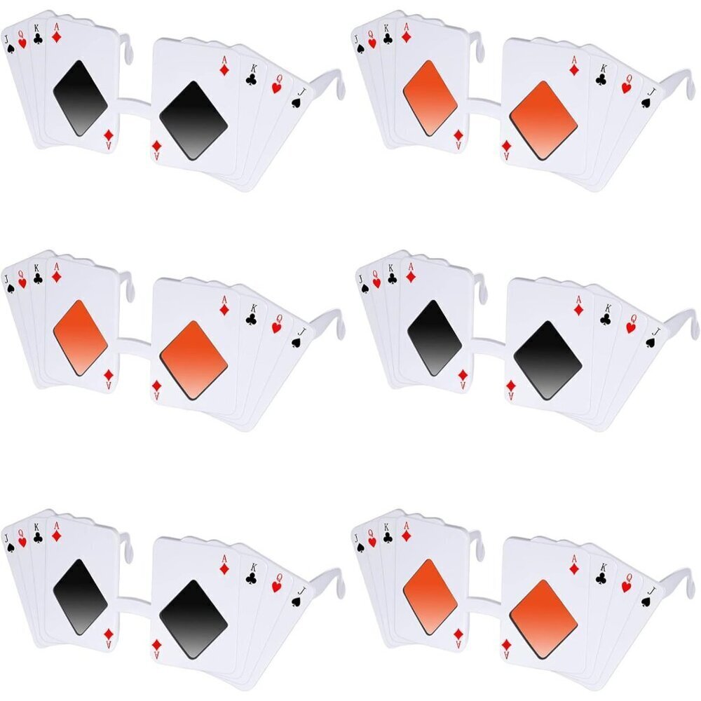 Poker Card Sunglasses Set 6pcs Plastic Casino Night Party Accessories for Men Wo